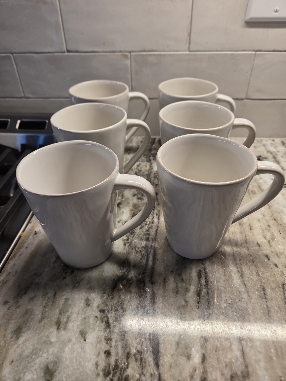 Retired Set of 6 Crate & Barrel MARIN Cream/White Mugs